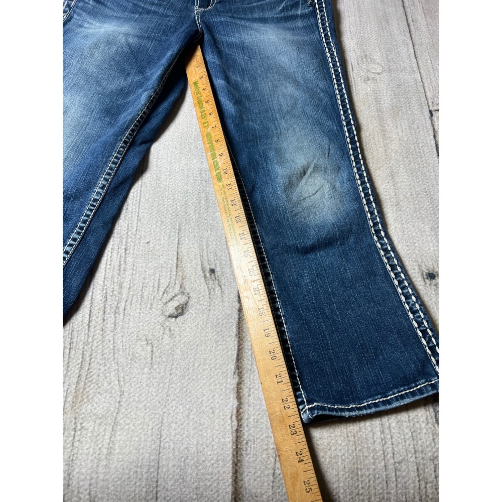 Silver Jeans Co Suki Mid Capri Women 30 Dark Wash Y2K Thick Stitch Boho Cropped - Picture 2 of 8
